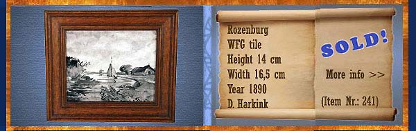 Nr.: 241,  Already sold: Decorative pottery of Rozenburg  Plateel WFG Tile, Height 14 cm , Width 16,5 cm , Year 1890 , D. Harkink