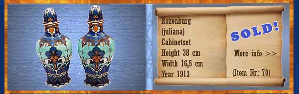 Nr.: 70,  Already sold: Decorative pottery of Rozenburg, Description: (juliana) Plateel Kaststel, Height 38 cm Width 16,5 cm, Period: Year 1913, Decorator : Unknown, 
