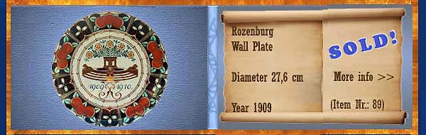 Nr.: 89,  Already sold: Decorative pottery of Rozenburg, Description: Plateel Plate, Diameter 27,6 cm , Period: Year 1909, Decorator : Unknown, 