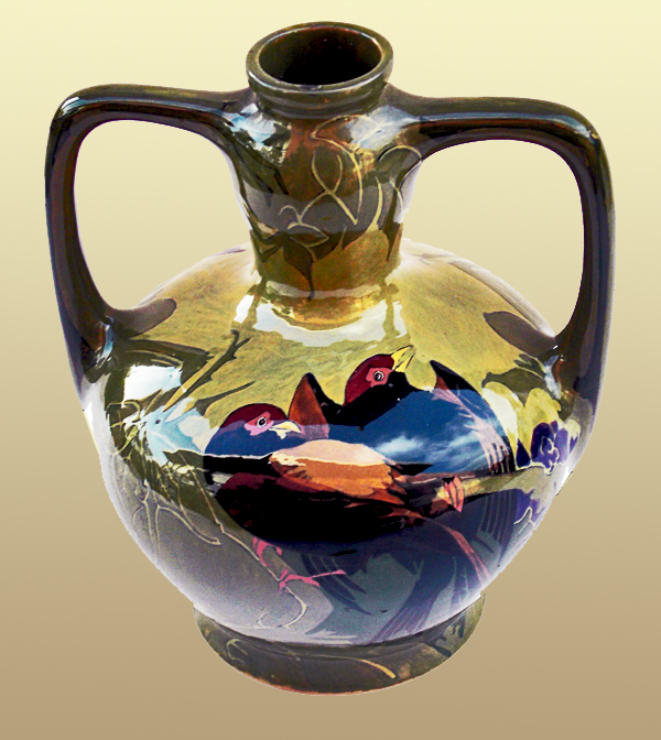Nr.: 24, Already sold : decorative pottery made by Rozenburg, Description: Plateel Vase, Height 23,7 cm width 19,4 cm, period: Year 1901, Decorator : Samuel Schellink, 