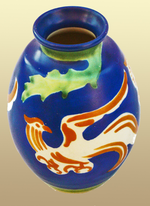 Nr.: 88, Already sold : decorative pottery made by Goedewaagen, Description: (Lion Cachet) Plateel Vase, Height 13,3 cm width 9,7 cm, period: Year 1923, Decorator : unknown, 