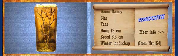 Nr.: 154, Reeds verkocht : glaskunst van Daum Nancy	, Omschrijving: Glas   Vaas, Hoog 12 cm Breed 5,6 cm, Periode: Onbekend, Winter landschap, 