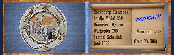 Nr.: 386, Reeds verkocht : sieraardewerk van Rozenburg, Omschrijving: (eierschaal) bordje