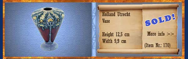 Nr.: 170,  Already sold: Decorative pottery of Holland Utrecht, Description: Plateel Vase, Height 12,5 cm Width 9,9 cm, Period: Year 1893-1920, Decorator : , 