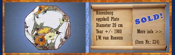 Nr.: 224,  Already sold: Decorative pottery of Rozenburg  Plateel Eierschaal Plate, Diameter 20 cm , Year +/- 1900 , J.W. van Rossum
