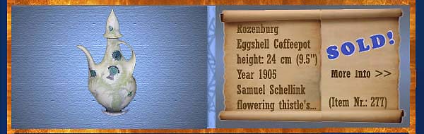Nr.: 277,  Already sold: Decorative pottery of Rozenburg,  Description: (eierschaal) Koffiepot 