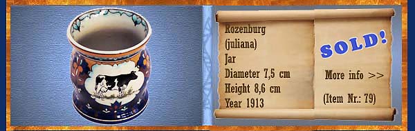 Nr.: 79,  Already sold: Decorative pottery of Rozenburg	, Description: (juliana) Plateel Potje, Diameter 7,5 cm Height 8,6 cm, Period: Year 1913, Decorator : Unknown, 