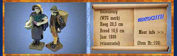 Nr.: 156, Te koop aangeboden sieraardewerk van Rozenburg,  Omschrijving: (WFG merk) Plateel Vormstuk , Hoog 20,3 cm Breed 10,5 cm, Periode: Jaar 1889, Schilder : (vissersstel), 