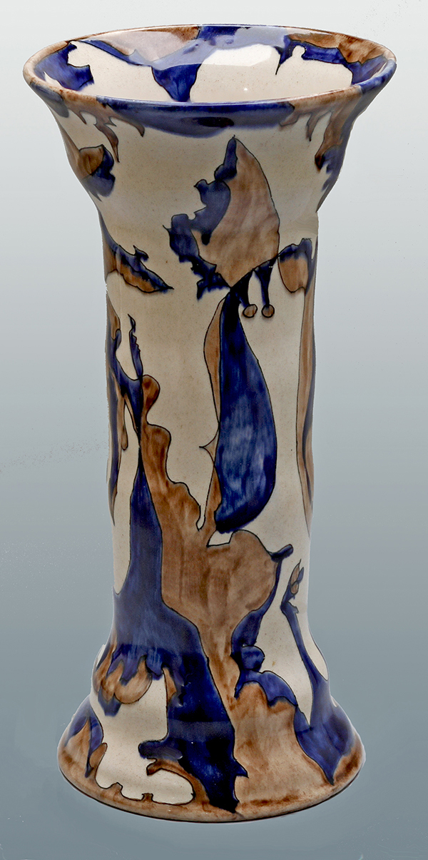 Nr.: 163, On offer decorative pottery made by Ram Arnhem, Description: colenbrander Plateel Vase, Height 19,5 cm width 9,5 cm, period: Year 1920, Decorator : R. Sterken , 