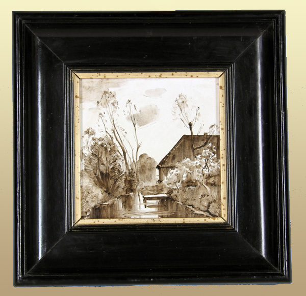 Nr.: 243, Reeds verkocht : sieraardewerk van Rozenburg  Plateel WFG Tegel, Hoog 15 cm , Breed 15 cm , Jaar 1885 , Schilder onbekend