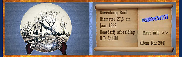 Nr.: 264, Te koop aangeboden sieraardewerk van Rozenburg	, Omschrijving: Plateel Bord, Diameter 27 cm
