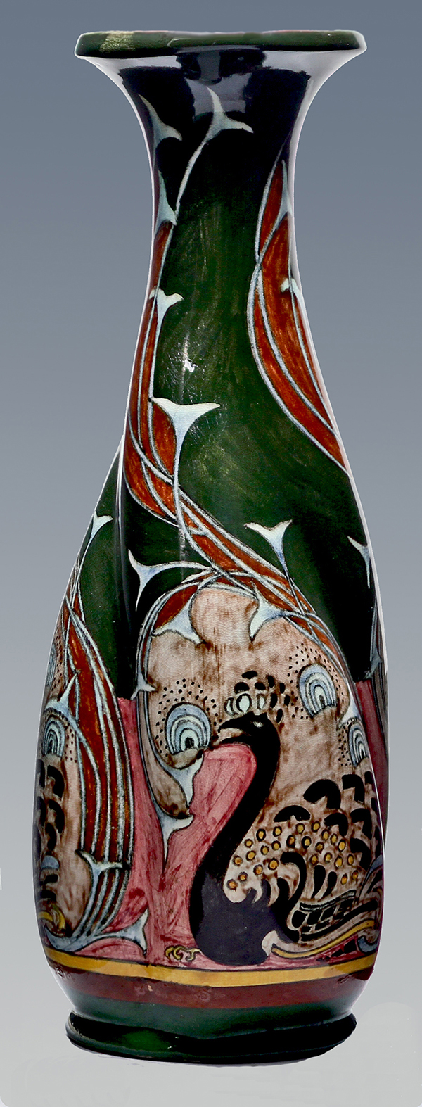 Nr.: 442, Already sold :  decorative pottery made by Brantjes,  Description: Plateel Vase, Height 31,4 cm width 12 cm, period: Year 1895-1904, Model : 1093, 