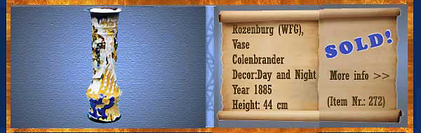 Nr.: 272, On offer decorative pottery of Rozenburg, Description: colenbrander Plateel Vase, Height 44 cm, Diameter 16 cm, Period: Year 1885, WFG merk 