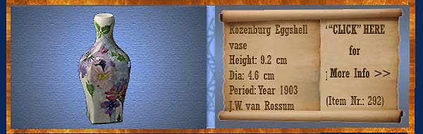 Nr.: 292, On offer decorative pottery of Rozenburg,  Description: (eggshell) minature vase 
