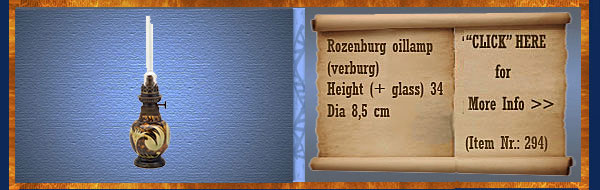 Nr.: 294, On offer decorative pottery of Rozenburg	, Description: Plateel Olielampje voor Verburg, 