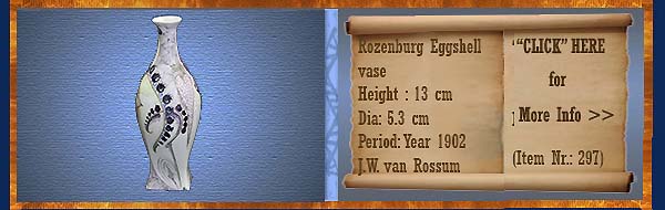 Nr.: 297, On offer decorative pottery of Rozenburg,  Description: (eggshell)  Plateel Vase 