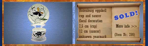 Nr.: 299, On offer decorative pottery of Rozenburg,  Description: (eggshell) Cup and Saucer 