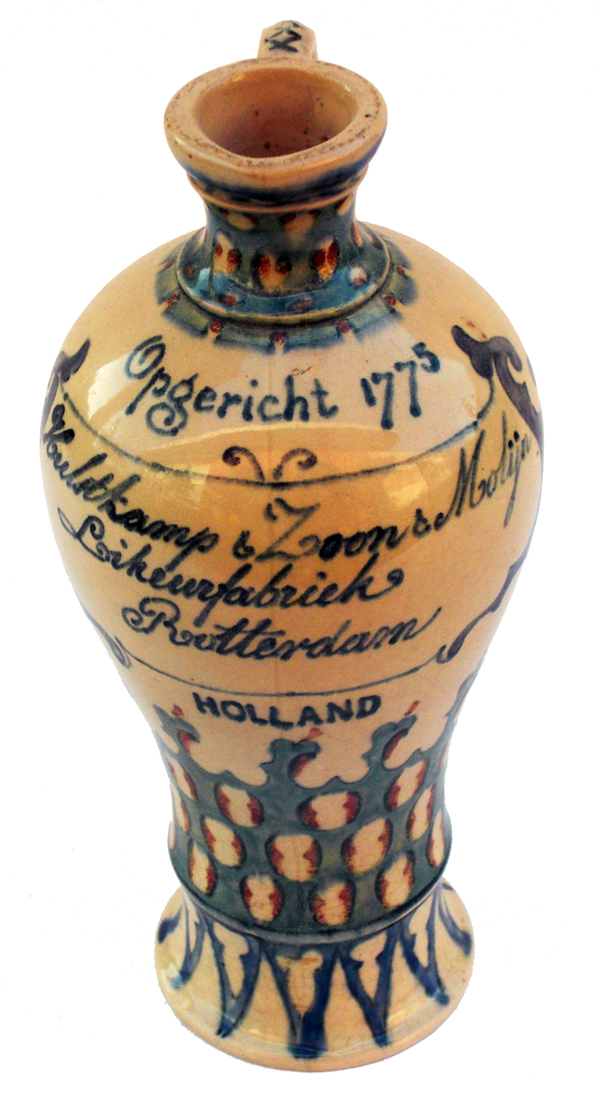 Nr.: 124, Already sold : decorative pottery made by Rozenburg, Description: (wfg mark) Plateel Geneverjar, Height 22 cm width 10 cm, period: Year 1889, Decorator : unknown, 