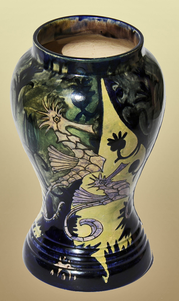 Nr.: 19, Already sold : decorative pottery made by Rozenburg, Description: Plateel Vase, Height 18 cm width 11 cm, period: Year 1899, Decorator : unknown, 
