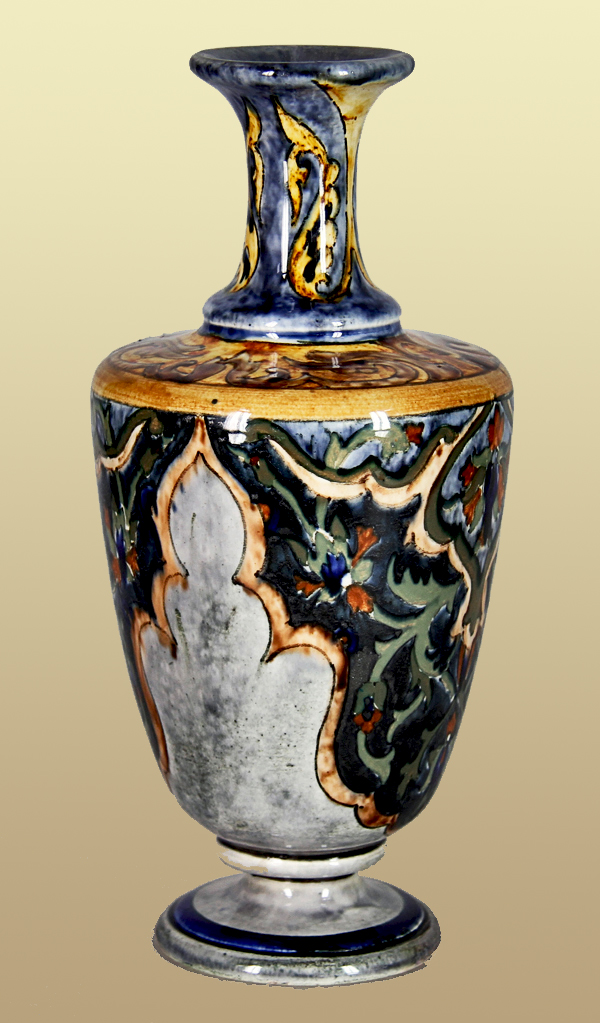 Nr.: 223, On offer decorative pottery made by Rozenburg  Plateel Vase, Height 21 cm , Diameter 9,5 cm , Year 1894