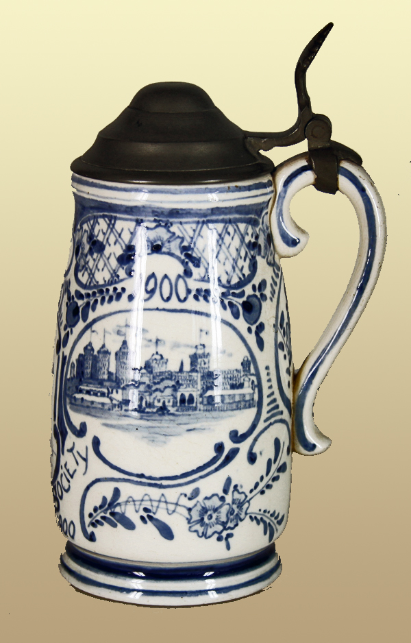 Nr.: 226, Already sold : decorative pottery made by Holland Utrecht  Plateel Tankard, Height 20 cm , Diameter 14 cm , Year +/- 1900