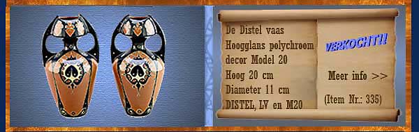 Nr.: 335, Te koop aangeboden sieraardewerk van Distel, Omschrijving: Plateel Amphora Vaas