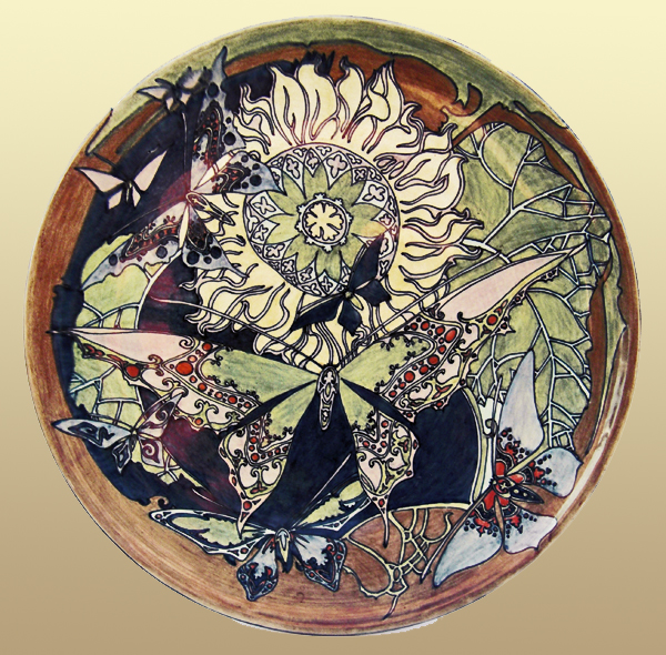 Nr.: 94, Already sold : decorative pottery made by Holland Utrecht, Description: Plateel Wall plate, Diameter 42,7 , period: Year 1893-1920, Decorator : unknown, 
