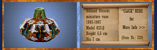 Nr.: 329, On offer decorative pottery of Holland Utrecht, Description: Plateel 8 kantig miniatuur Vaas